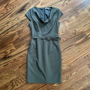 Calvin Klein Sheath Dress with Belt. Forest Green